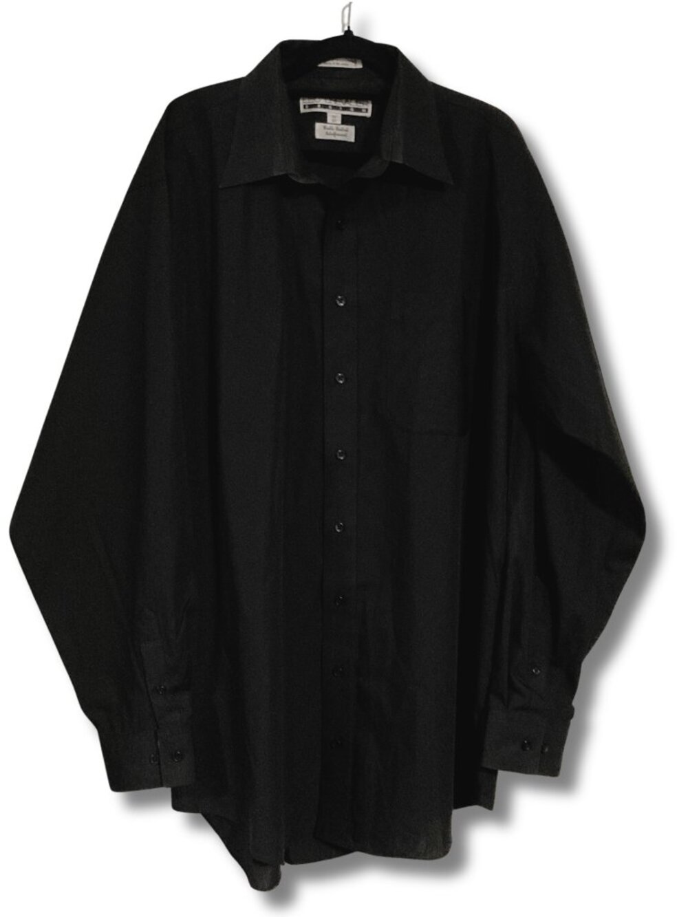 LEO CHEVALIER Vintage black black button-down shirt Y2K goth sz 17 LARGE XL 1X